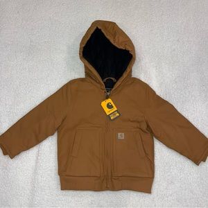 Carhartt Baby Toddler Child Canvas Quilted Zip-up Jacket Brown Hoodie